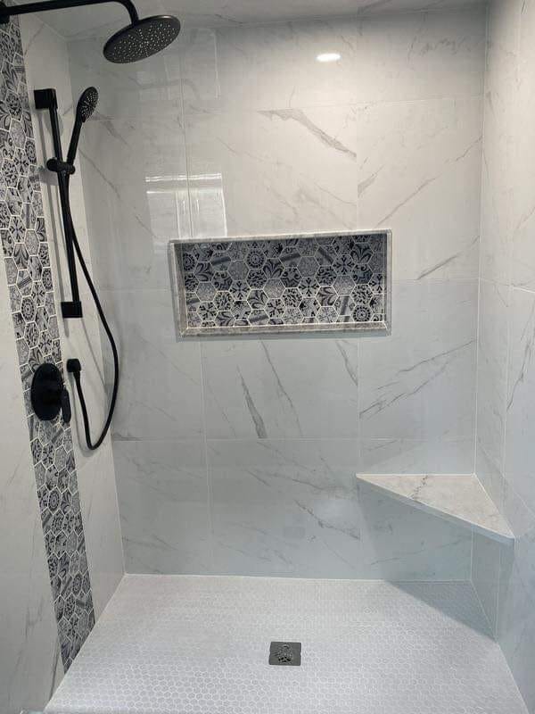 bathroom remodeler new tiled showed with niche shelf